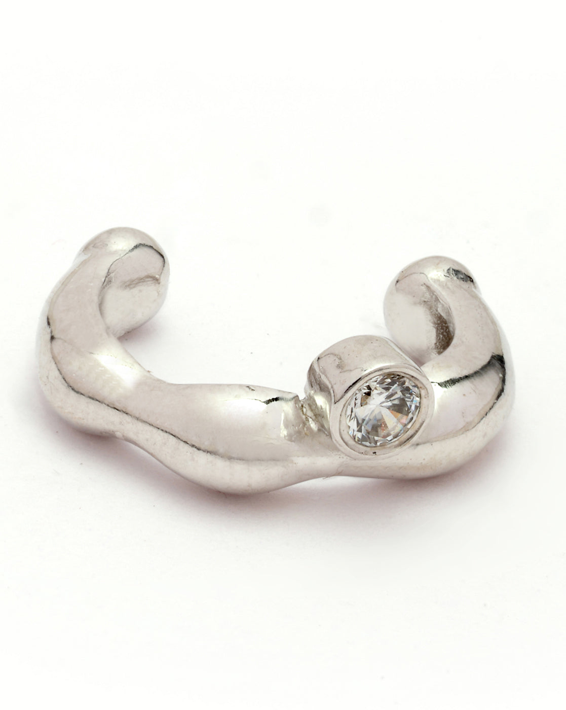 Rhodium Plated CZ Ear Cuff Earring