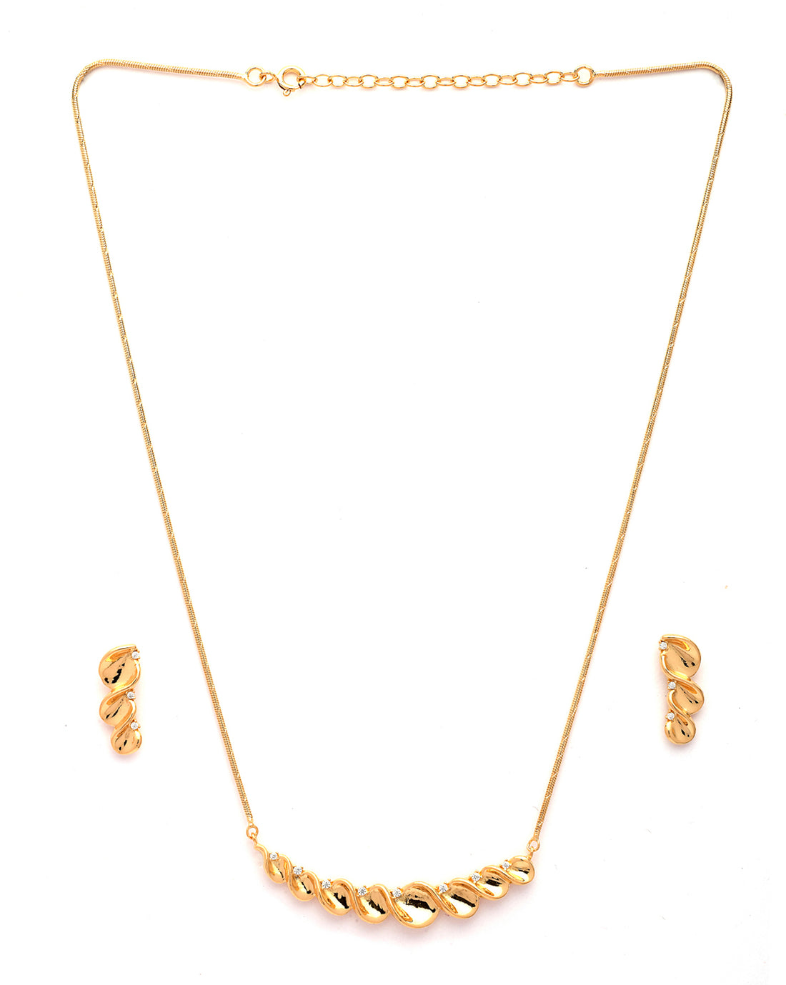 18kt Gold Plated CZ Necklace and Earring Set