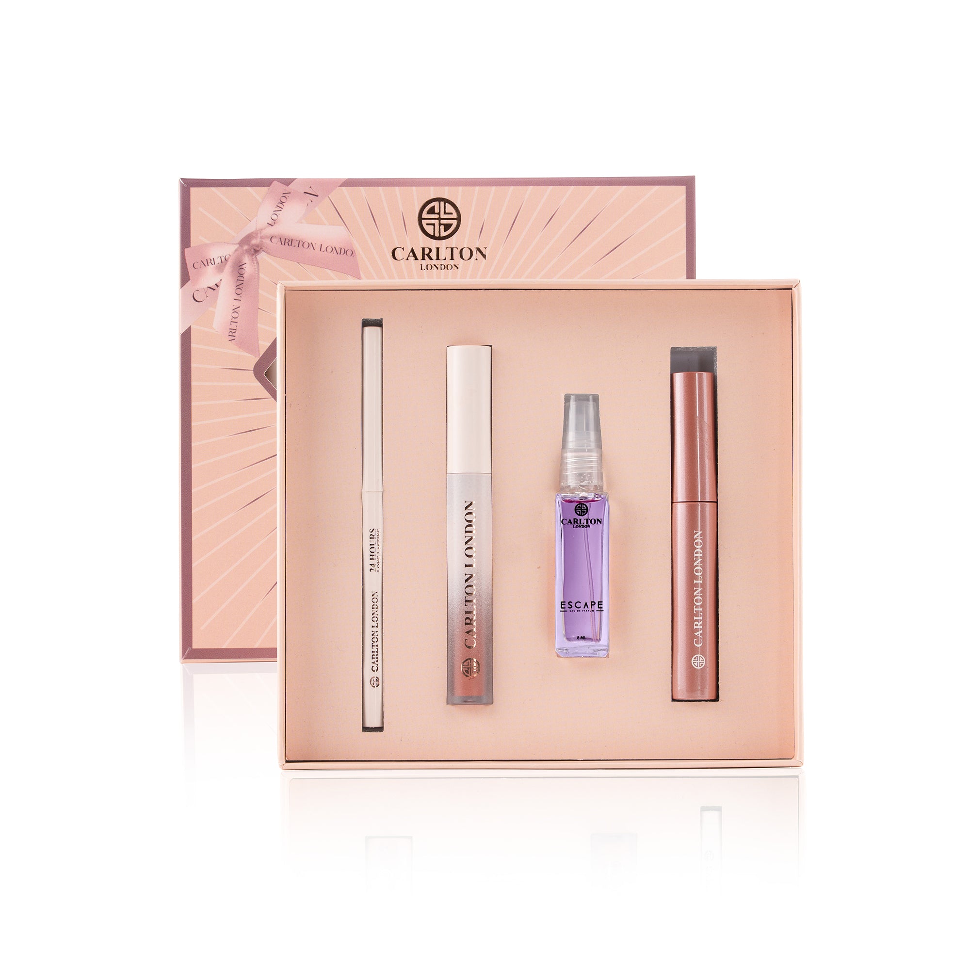 Carlton London Cosmetic DAZZLUXE Gift Set With Lipstick, Perfume, Eyeliner & Kajal (Pack of 4)