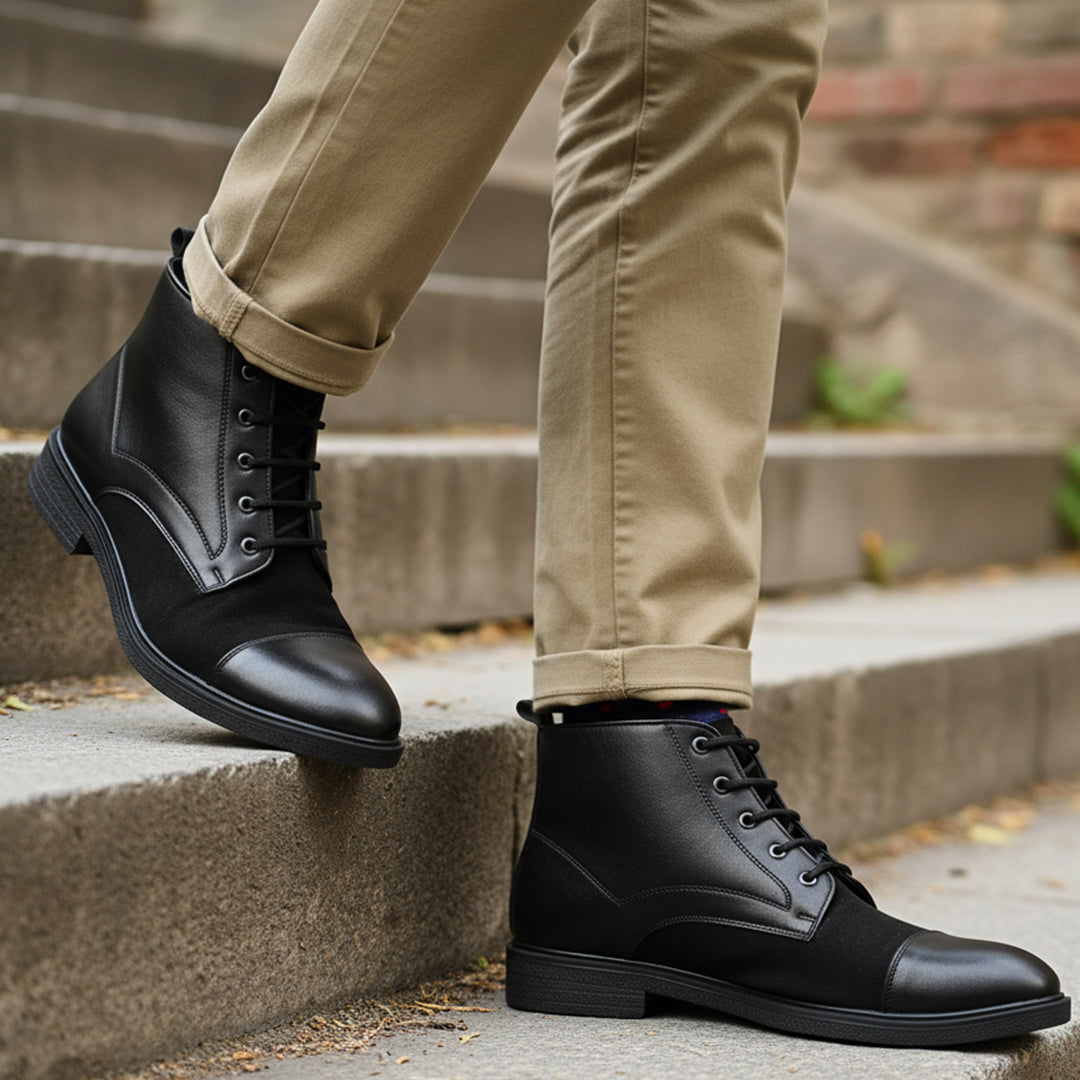 Men's Classic Black Cap-Toe Ankle Boots – Carlton London Online