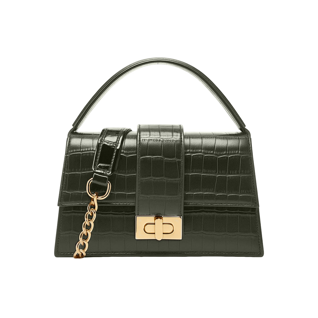 Carlton London Croc Textured Olive Green Sling Bag CLHB 03