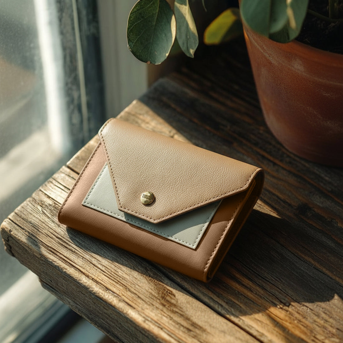 Carlton London Tan Colorblocked Two Fold Wallet CLHB 31