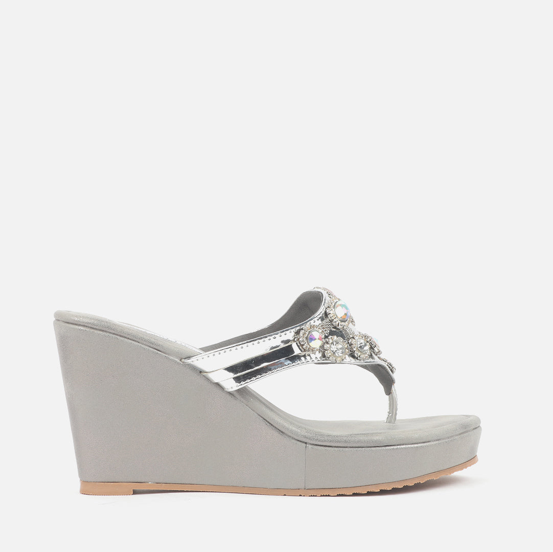 Womens silver best sale wedge sandals