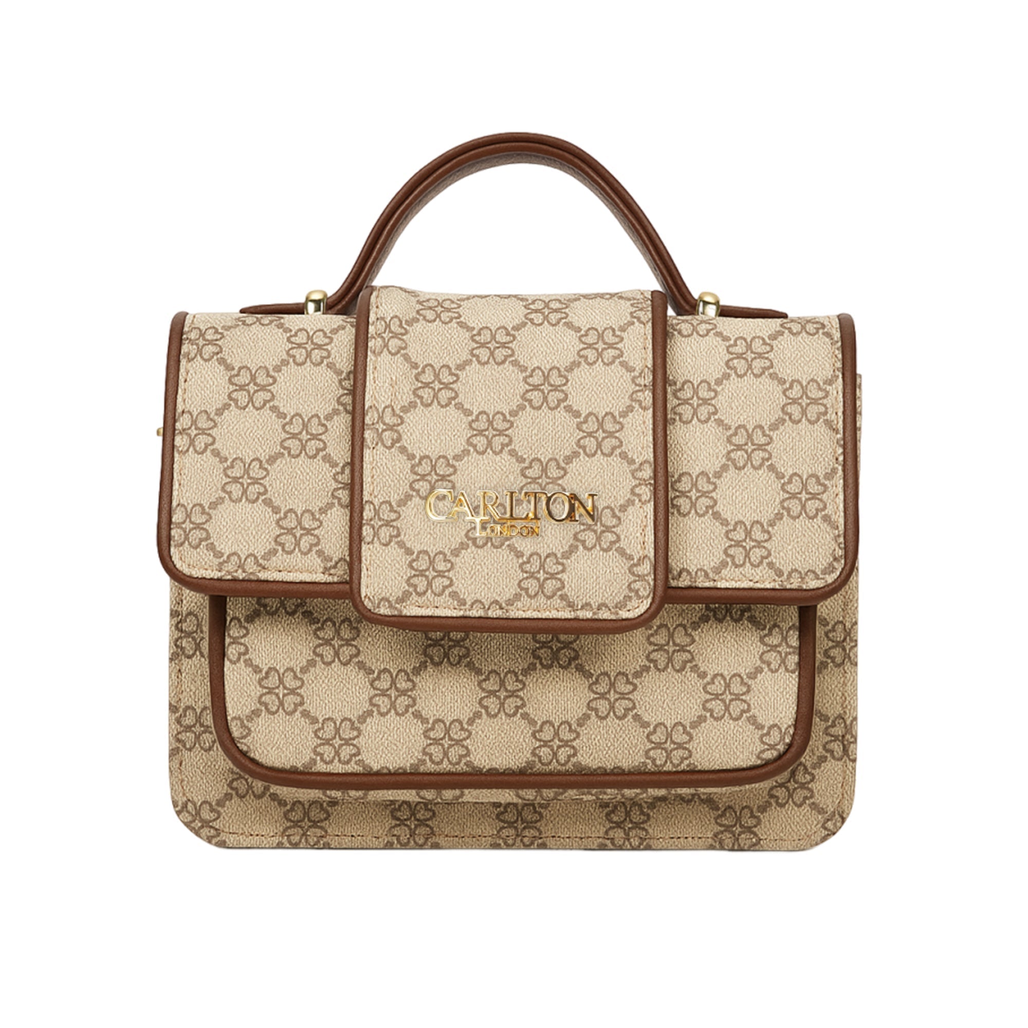 Carlton London Eleonara Black & Gold Trim Structured Handbag CLLP 986 CREAM_