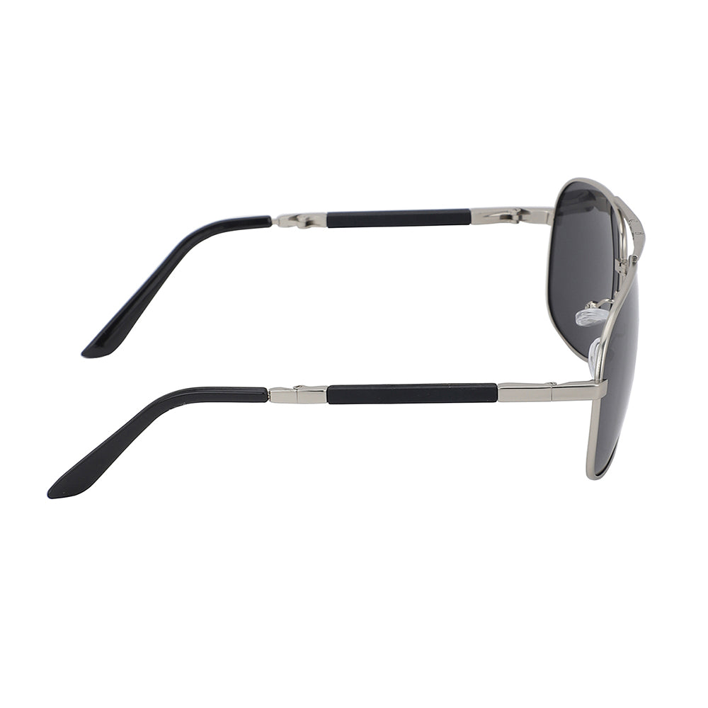 Carlton London Premium Silver & Black Toned Polarised And Uv Protected Lens Foldover Sunglasses For Men