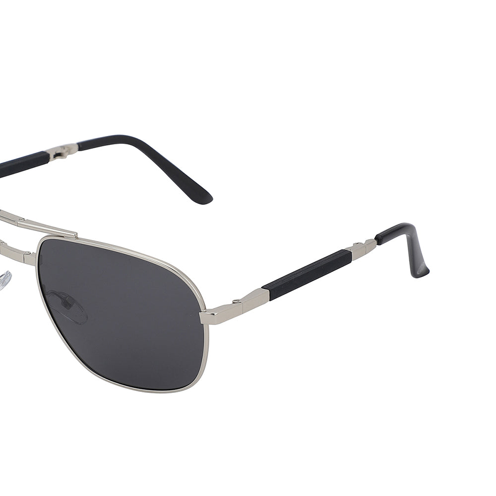 Carlton London Premium Silver & Black Toned Polarised And Uv Protected Lens Foldover Sunglasses For Men