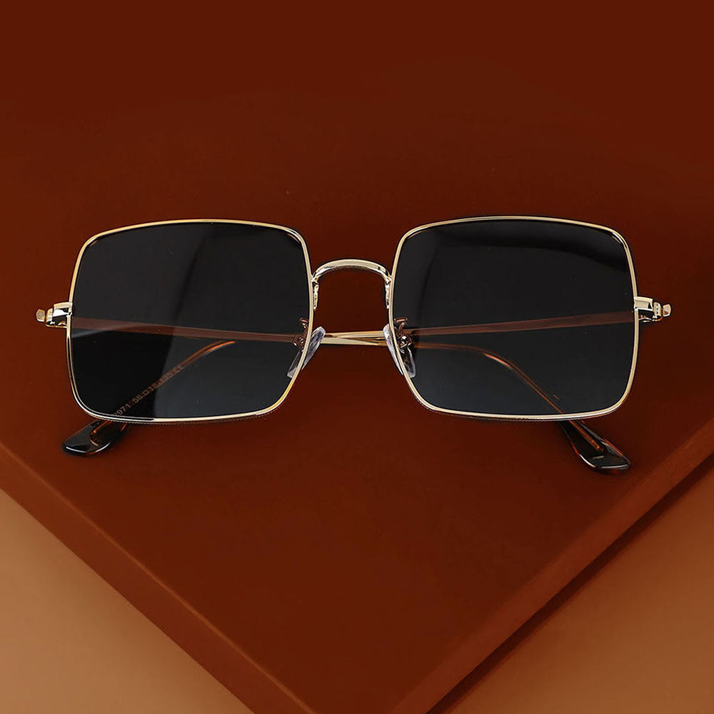 Carlton London Premium Gold & Brown Toned Polarised And Uv Protected Lens Square Sunglasses For Men