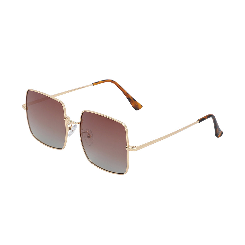 Carlton London Premium Gold & Brown Toned Polarised And Uv Protected Lens Square Sunglasses For Men