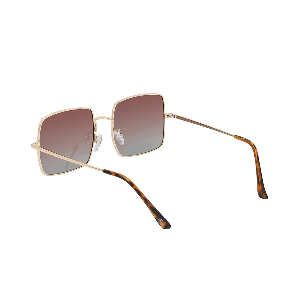 Carlton London Premium Gold & Brown Toned Polarised And Uv Protected Lens Square Sunglasses For Men