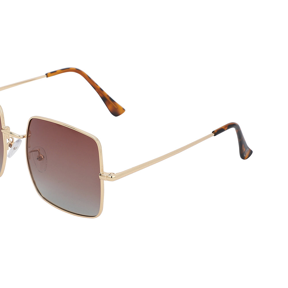 Carlton London Premium Gold & Brown Toned Polarised And Uv Protected Lens Square Sunglasses For Men