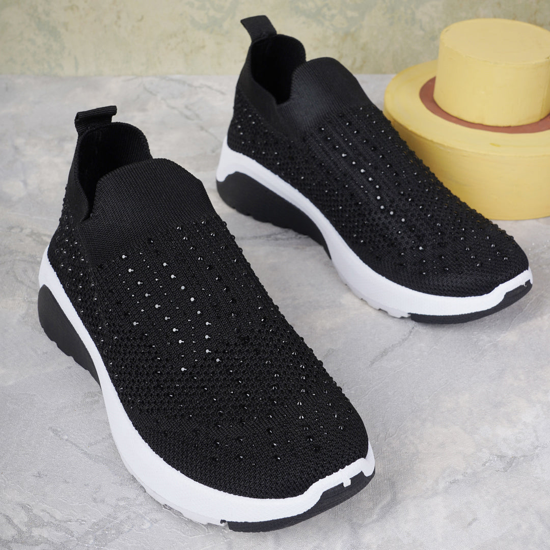 Women Embellished Flyknit Lightweight Slip-On Sneakers