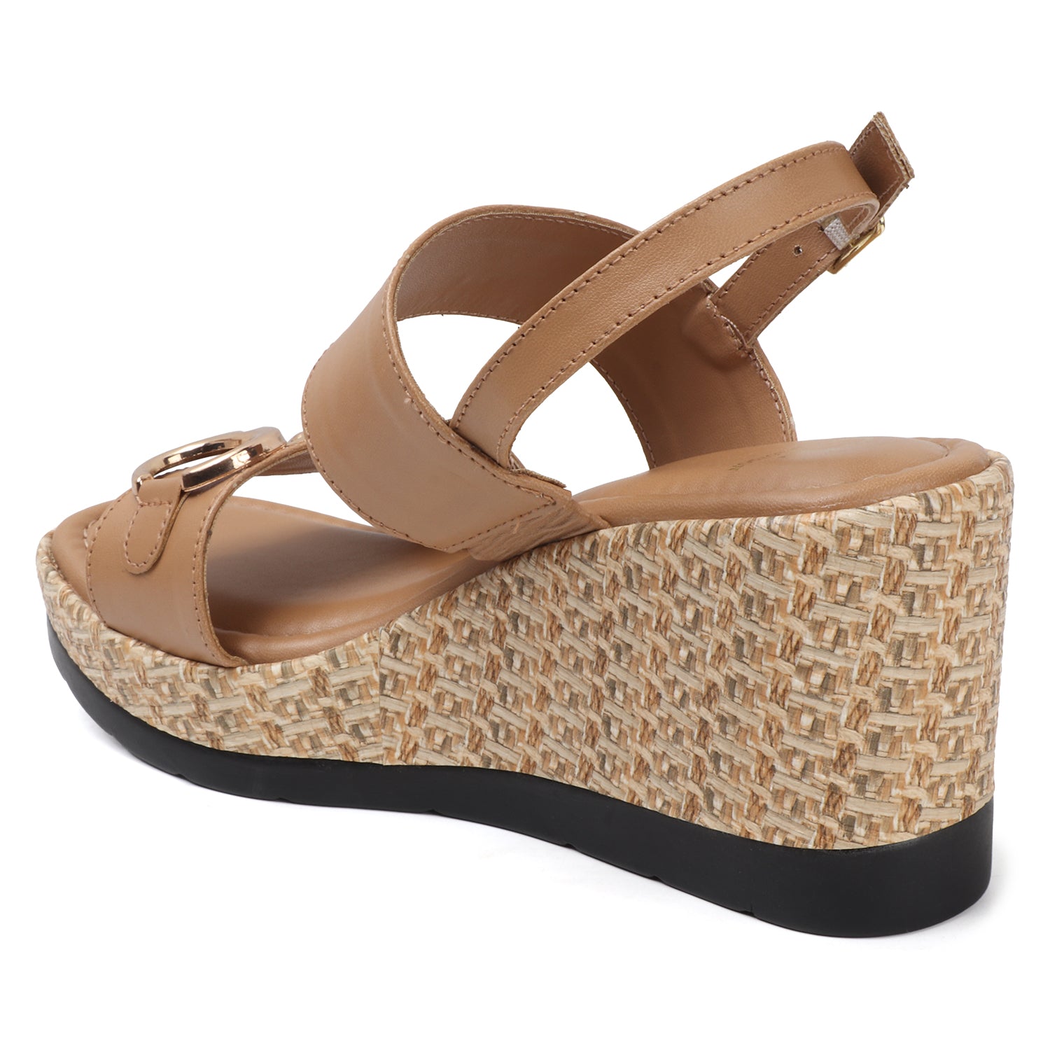 Woven Espadrille Wedge Sandals with Ankle Strap
