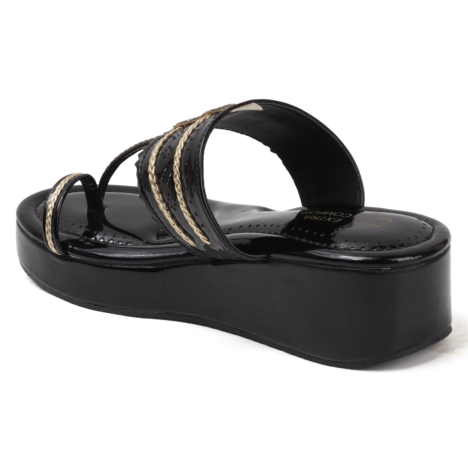 Traditional Toe-Ring Wedge Sandals with Metallic Detail