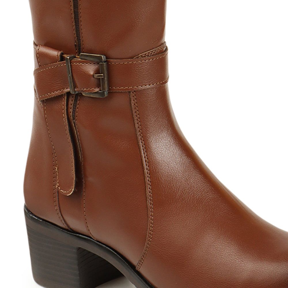 Women Block-Heeled Knee-Length Winter Boots
