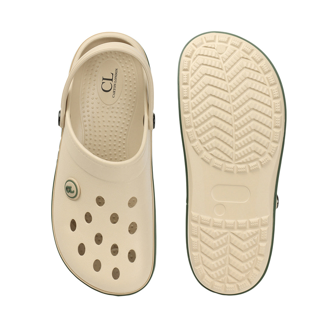 Men Perforated Two Tone Slip On Clogs