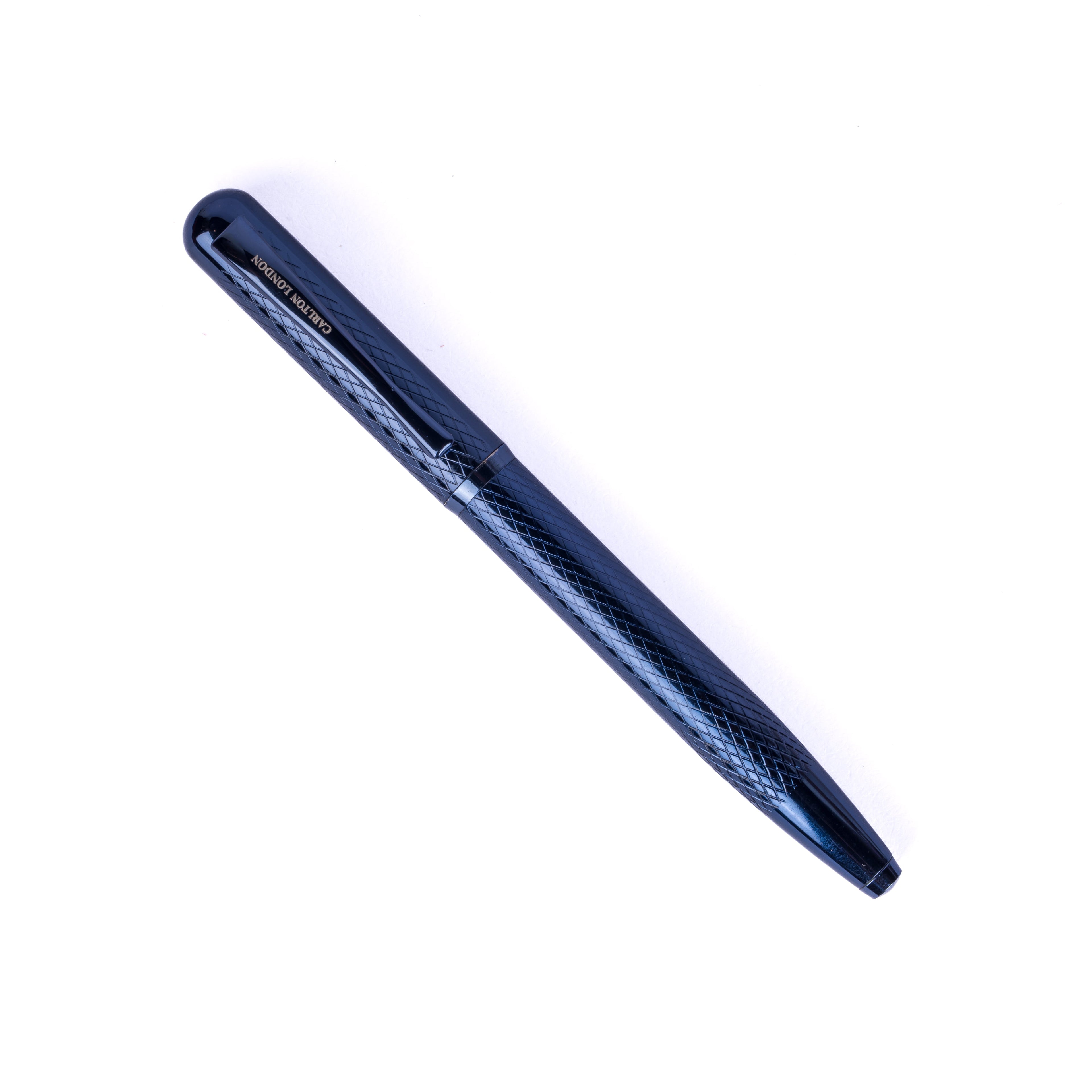 Carlton London Glossy Navy Blue Textured Ball Pen Executive Writing Pen with Diamond-Cut Grip