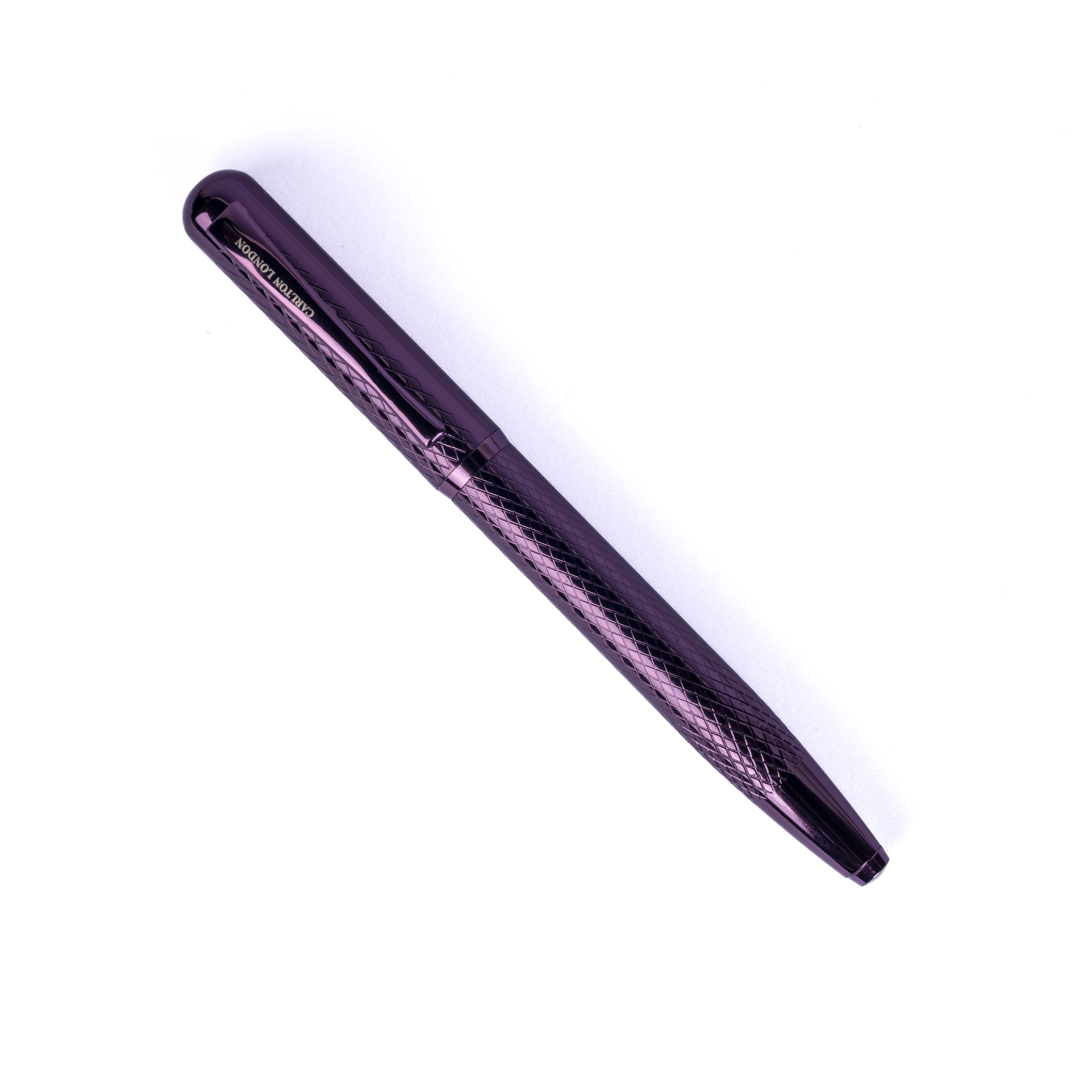 Carlton London Textured Glossy Purple Ballpoint Pen Luxury Cap Pen with Smooth Ink
