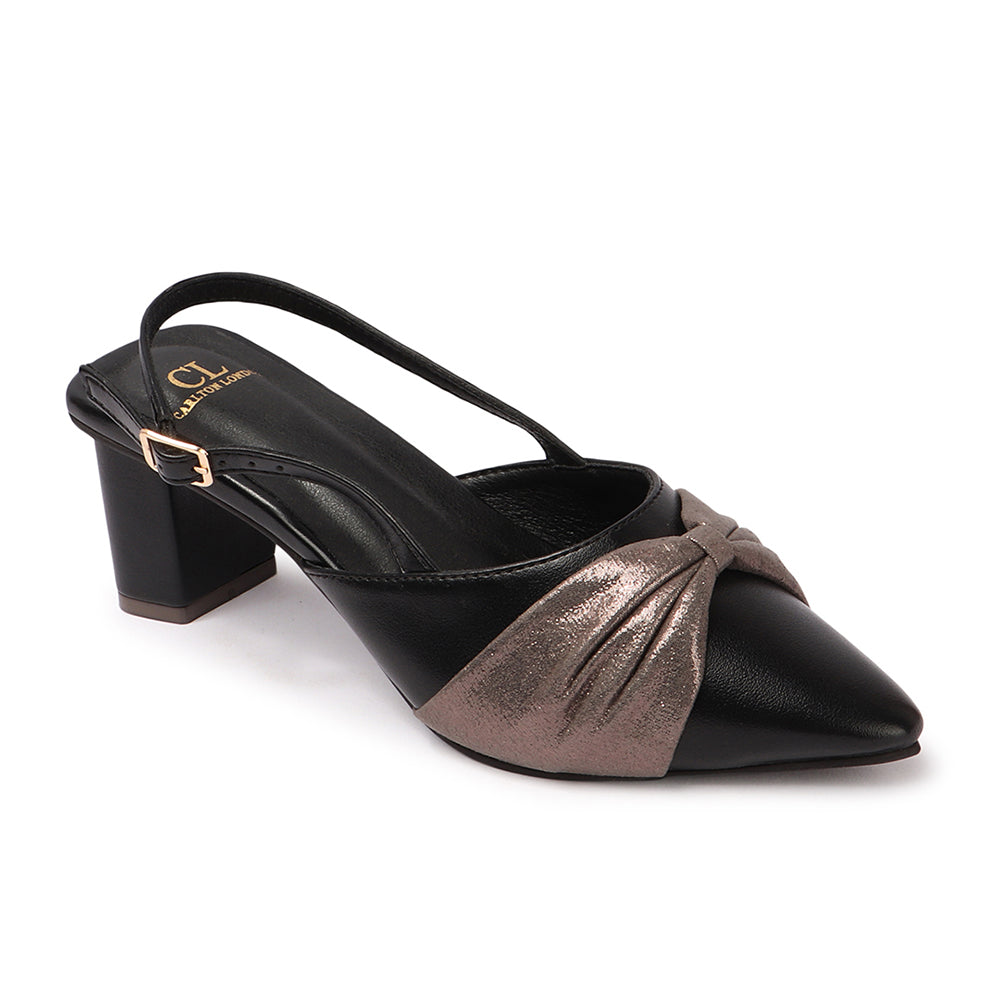 Women Embellished Party Block Sandals with Slingback Buckle