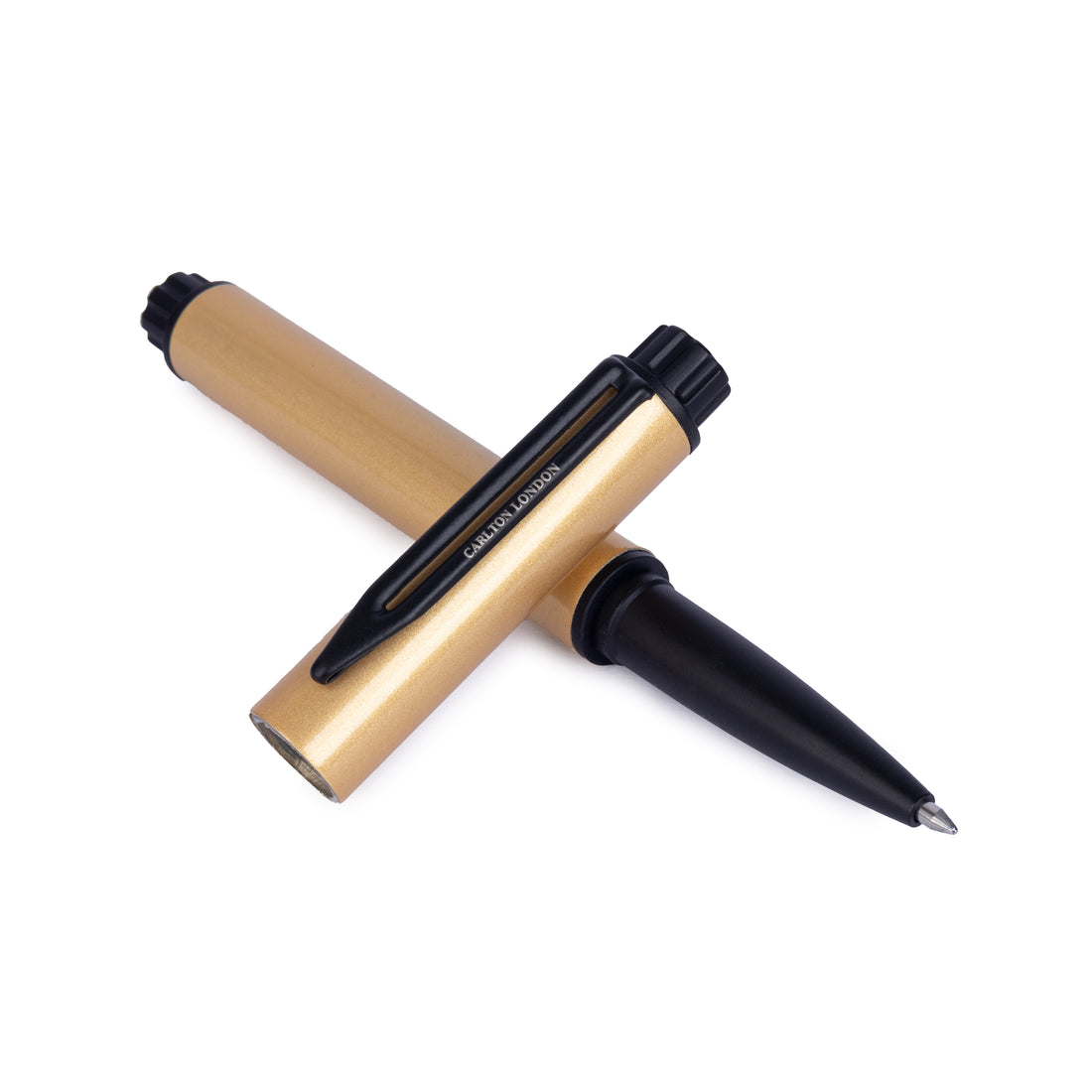 Carlton London Matte Gold Ballpoint Pen Premium Cap Pen with Black Clip Elegant Metallic Finish