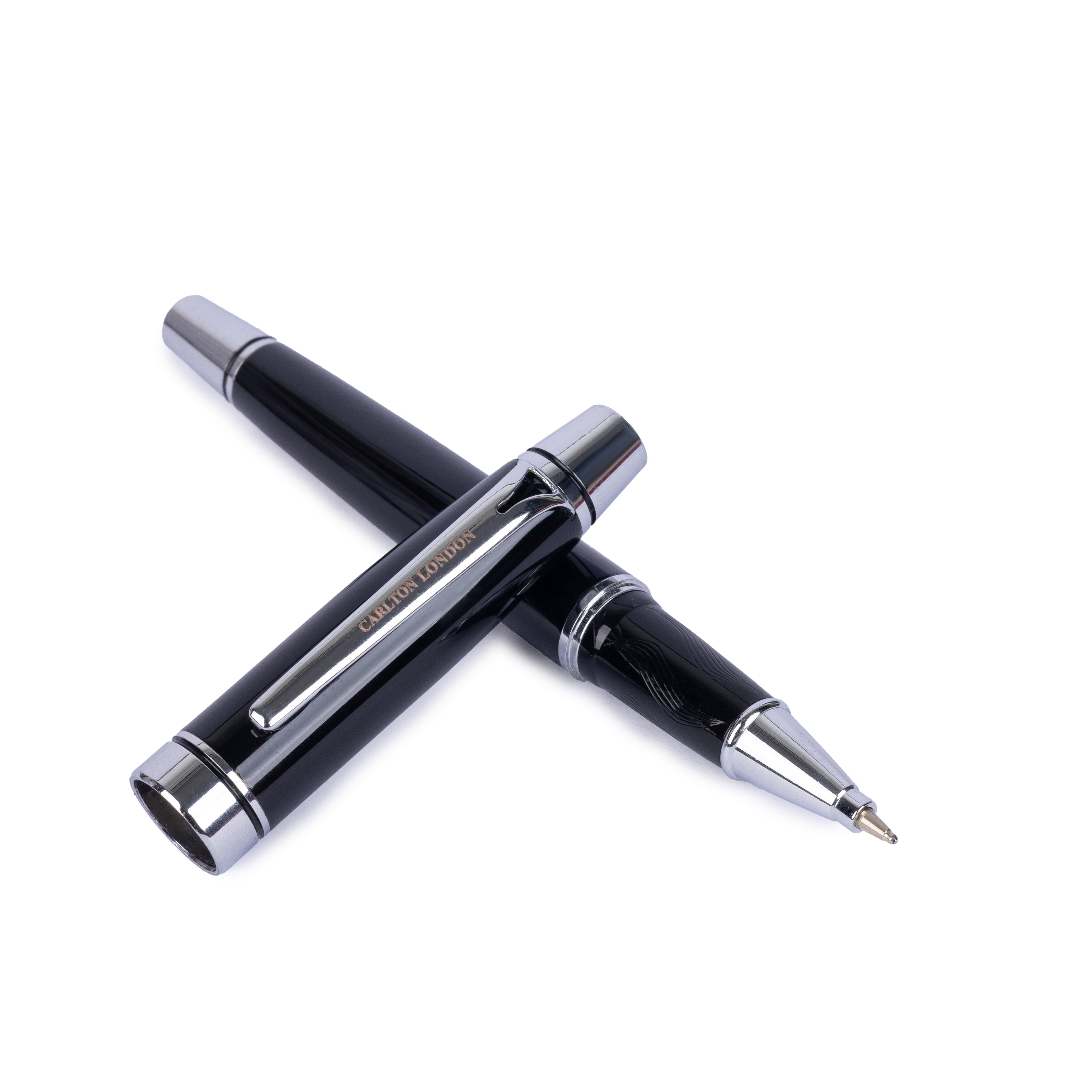 Carlton London Matte Black Ball Pen Executive Fine Tip Writing Pen with Clip Smooth Ink Flow