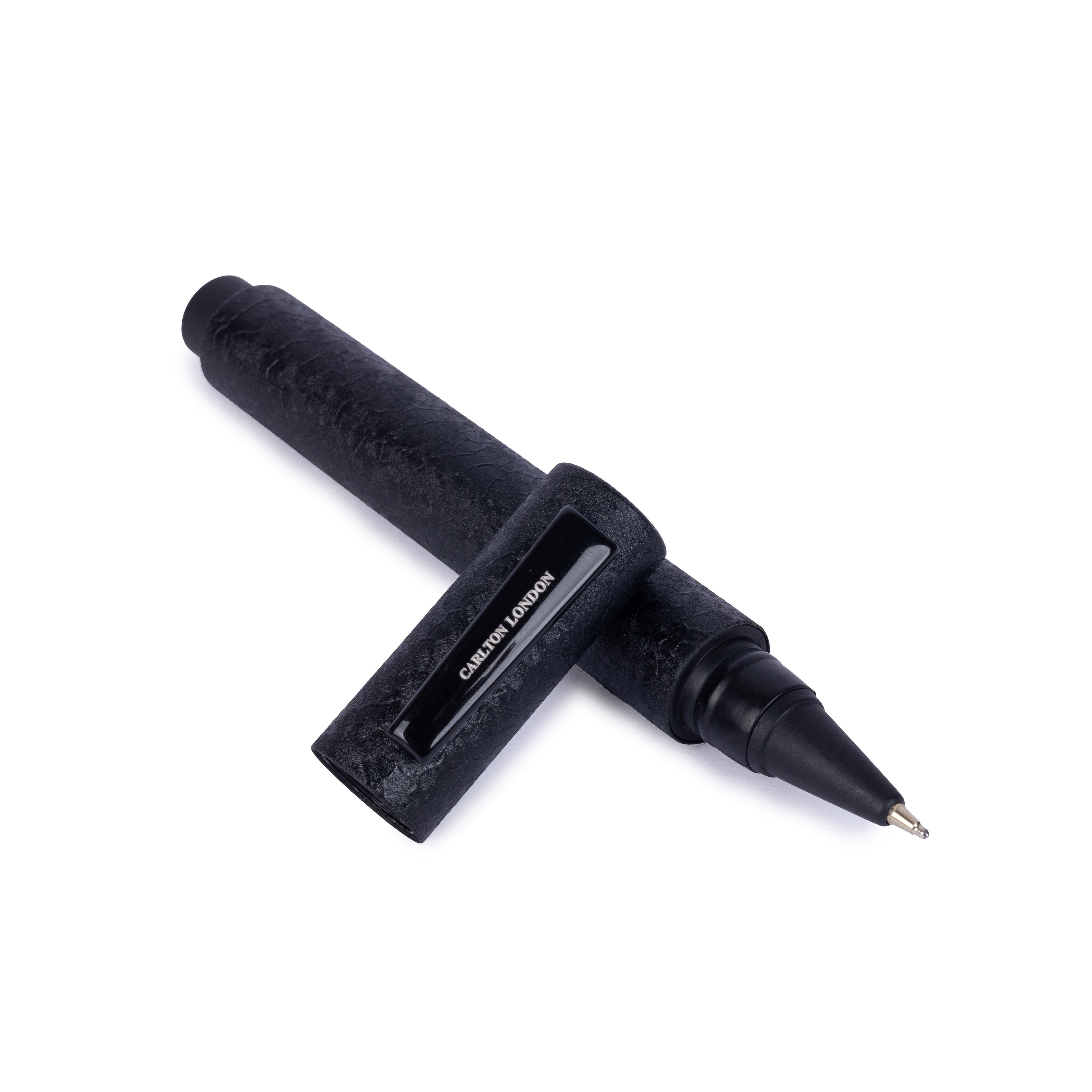 Carlton London Matte Black Textured Ball Pen Minimalist Executive Writing Pen with Premium Grip