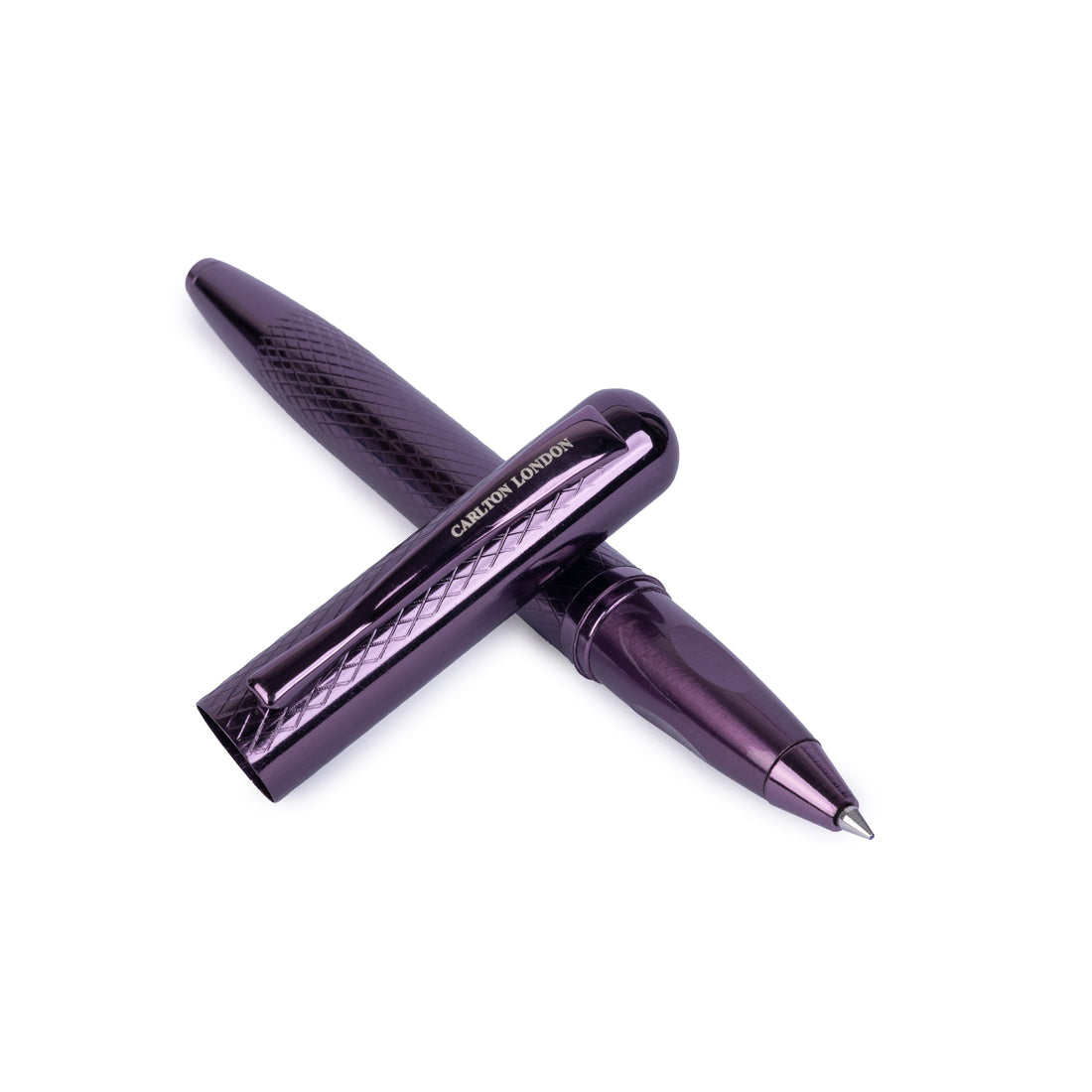 Carlton London Textured Glossy Purple Ballpoint Pen Luxury Cap Pen with Smooth Ink