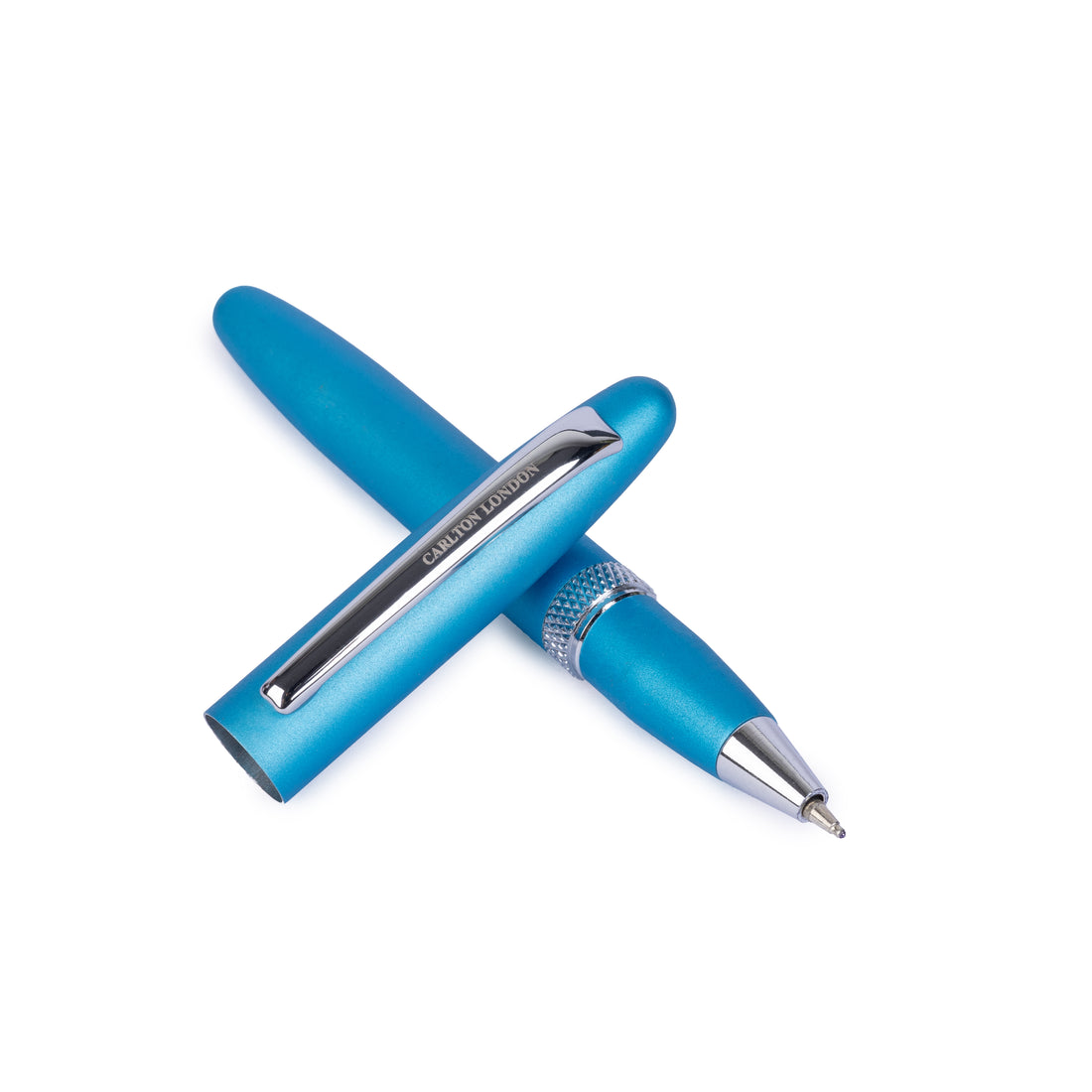Carlton London Sky Blue Metallic Ball Pen Elegant Executive Writing Pen with Clip Smooth Fine