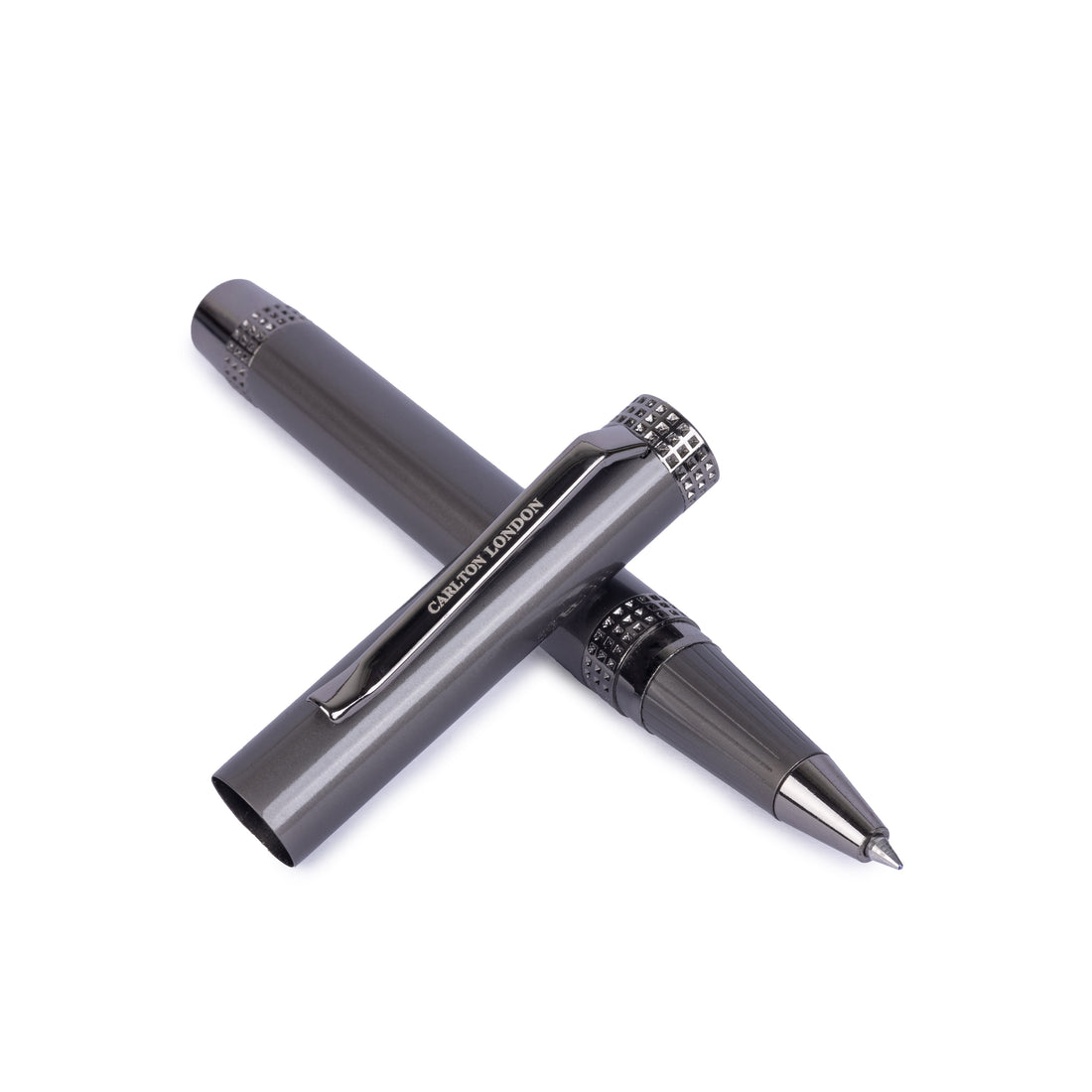 Carlton London grey n Executive Ball Pen Elegant Metallic Finish with Textured Grip Bands