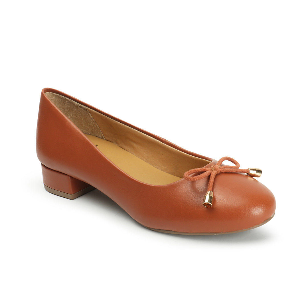 Bow Detailed Round Toe Block Heeled Pumps