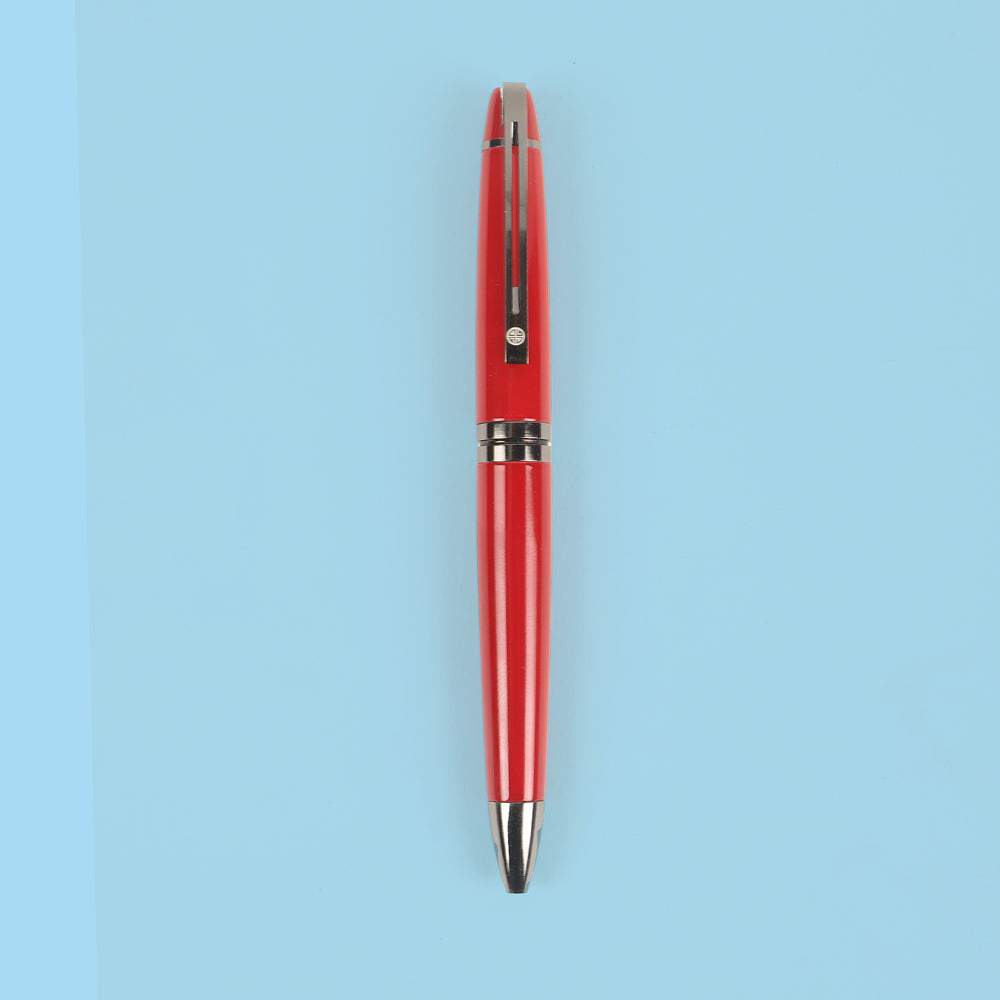Carlton London Red Metal Twist Ball Pen for Unisex