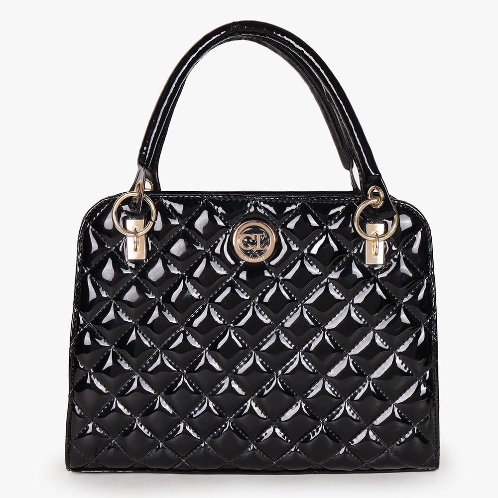 Women Quilted Structured Handheld Bag
