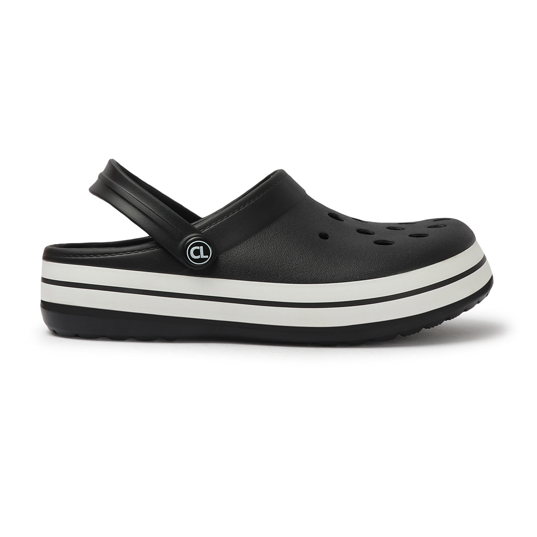 Men Striped Band Perforated Clogs
