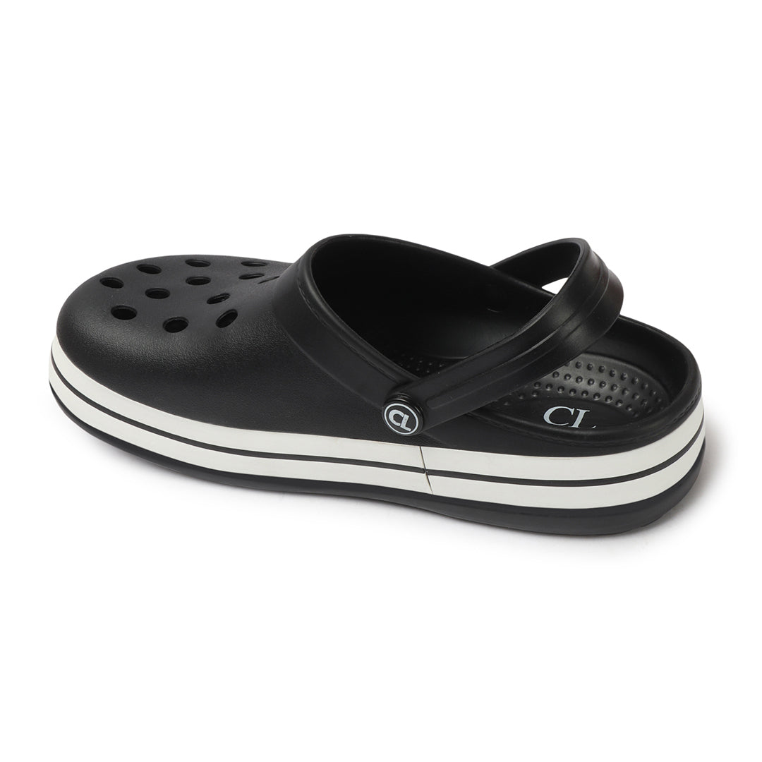 Men Striped Band Perforated Clogs