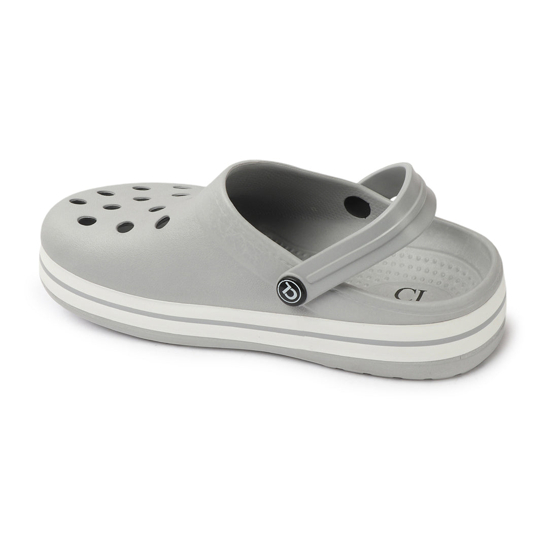 Men Striped Band Perforated Clogs