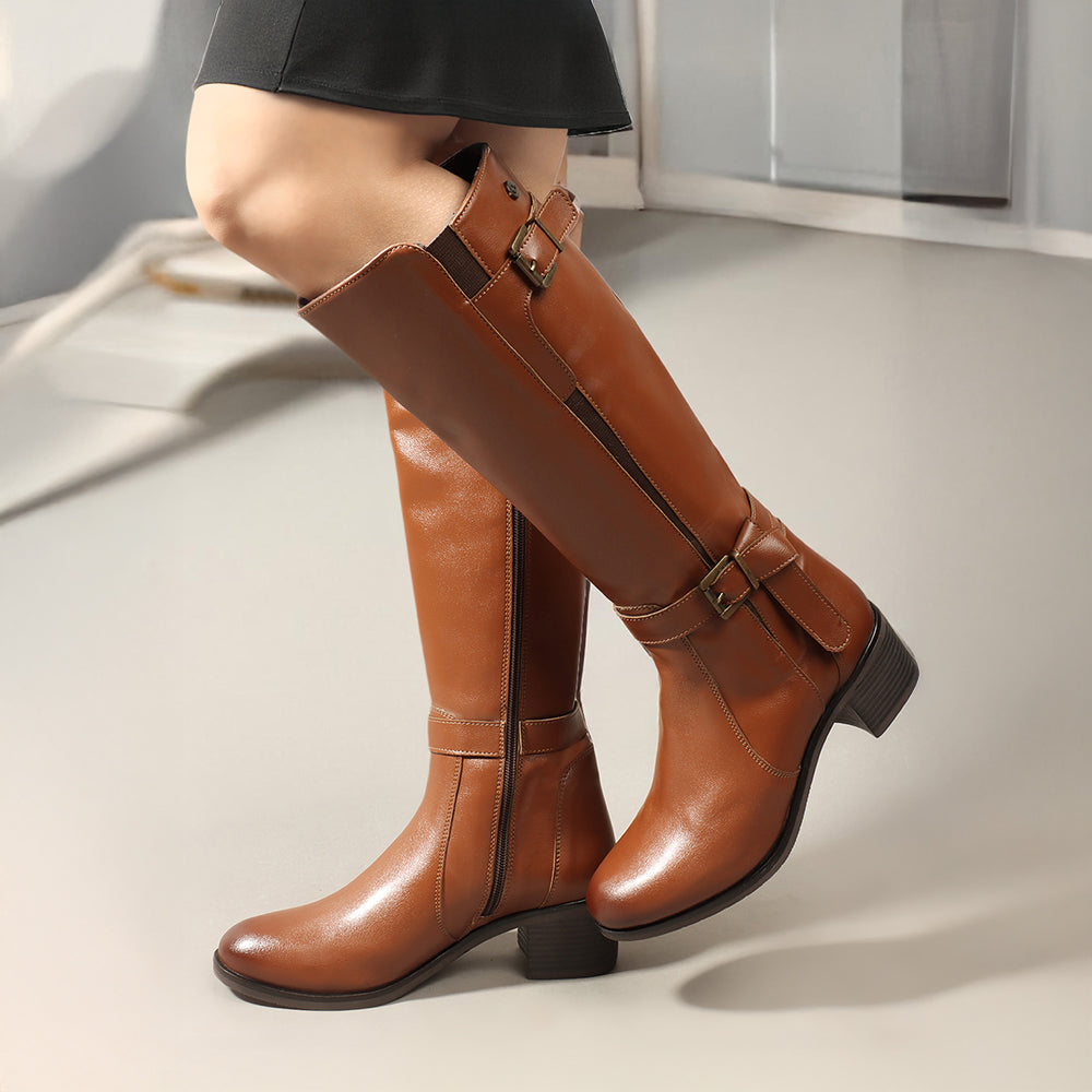 Women Block-Heeled Knee-Length Winter Boots