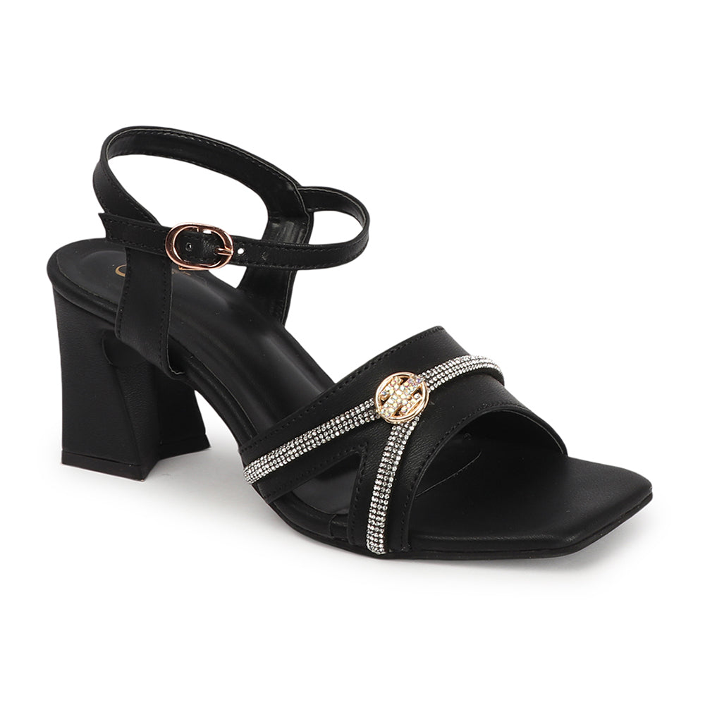Women Embellished Block Heel Sandals with Buckles