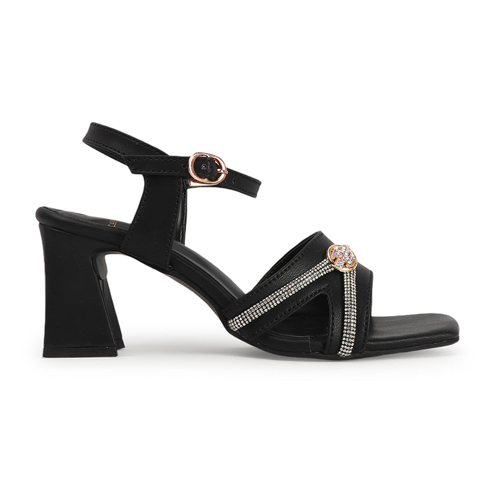 Women Embellished Block Heel Sandals with Buckles