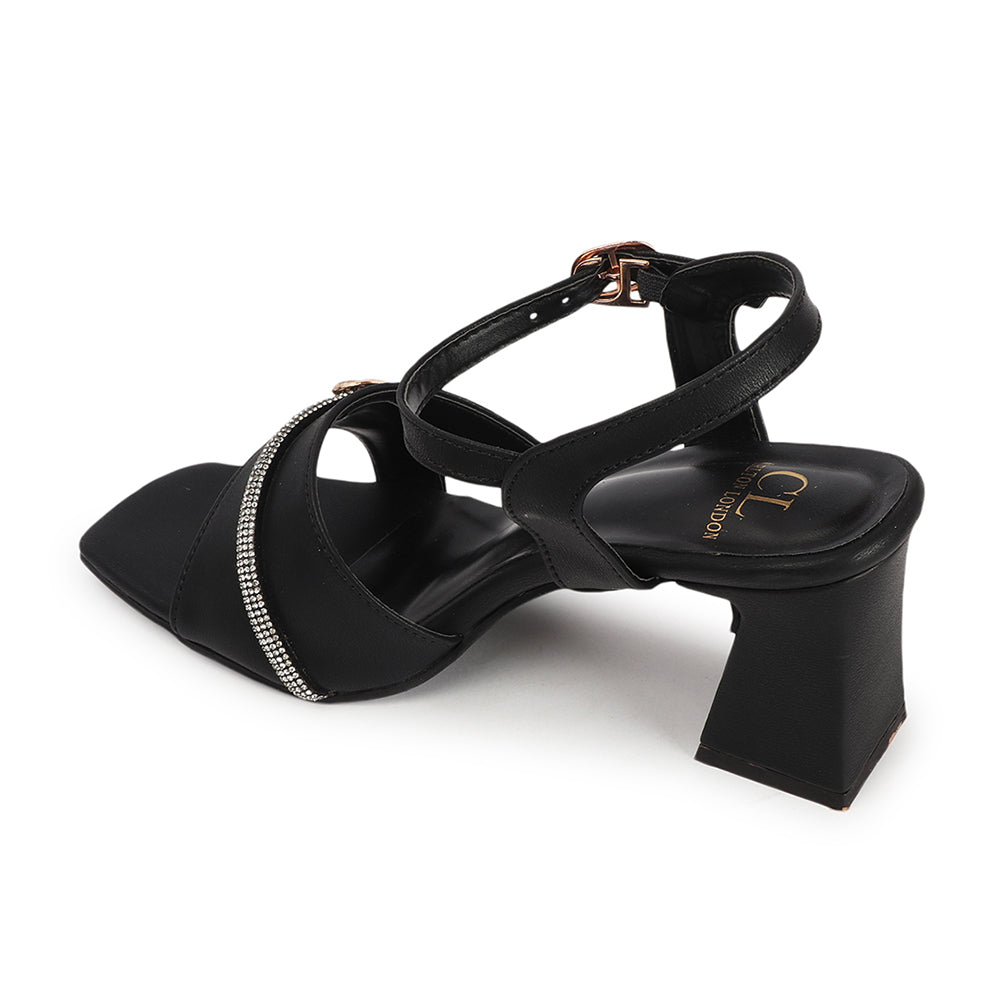 Women Embellished Block Heel Sandals with Buckles