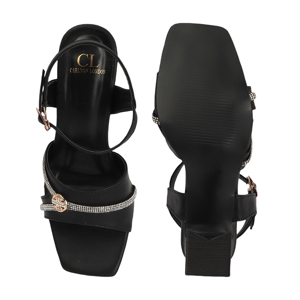 Women Embellished Block Heel Sandals with Buckles