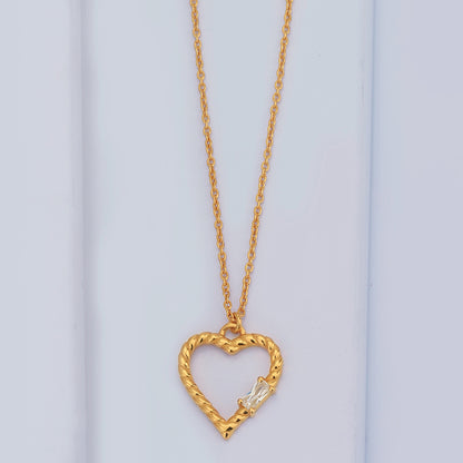 Heart-Shaped Golden-Plated Necklace Sterling Silver