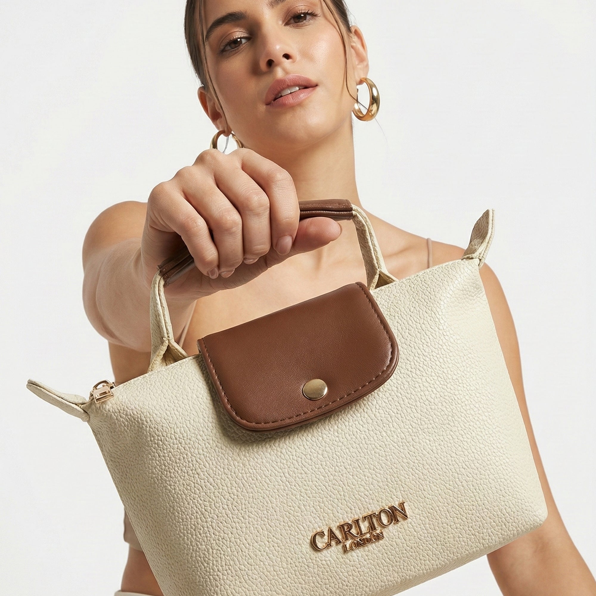 Carlton London Cream Two Toned Sling Bag CLLP 1049 Cream