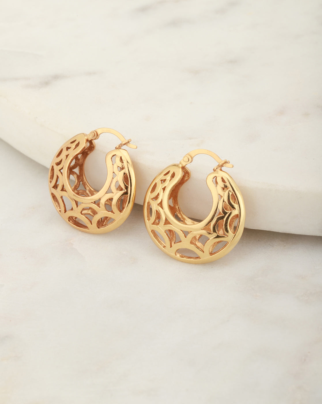 Carlton London Gold Plated Crescent Hoop Earring For Women