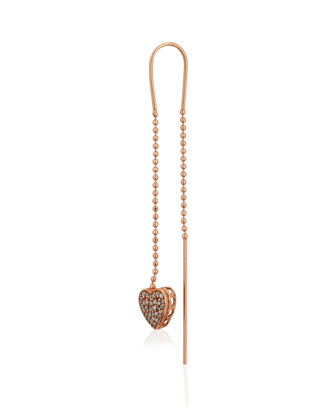 Carlton London Rose Gold Plated Cz Drop Earring With Dangling Heart For Women