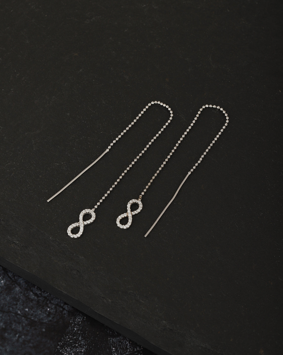 Carlton London Rhodium Plated Cz Drop Earring With Dangling Infinity For Women