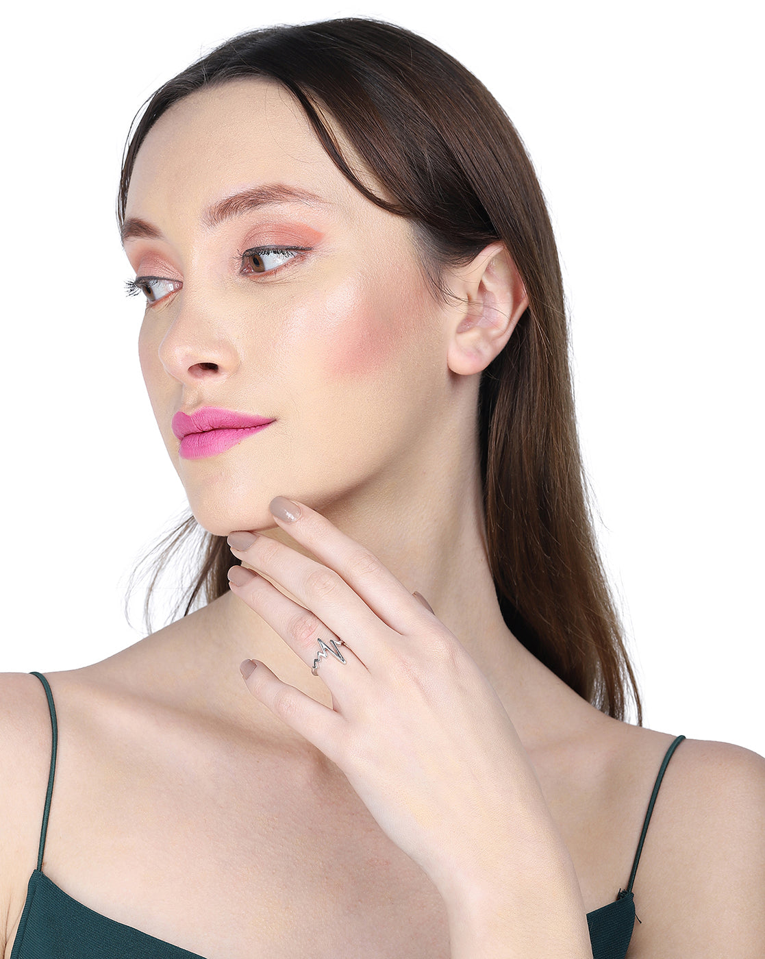 Carlton London Rhodium Plated Silver Toned Contemporary Adjustable Finger Ring For Women