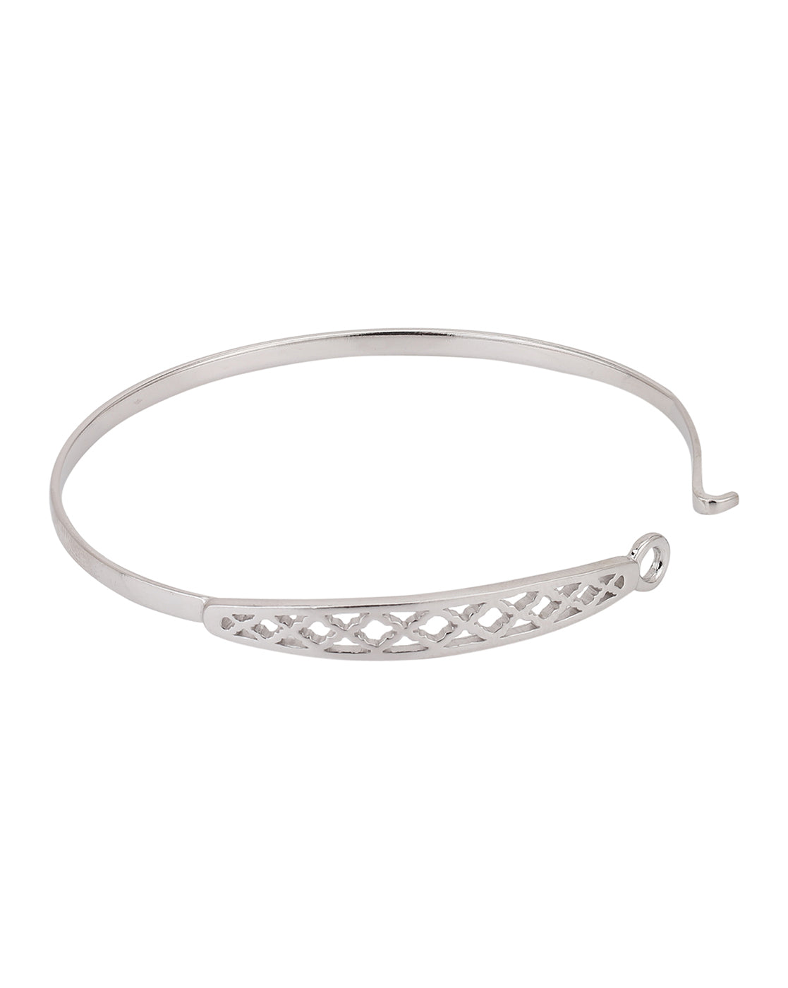 Carlton London Rhodium Plated Criss Cross Cut-Out Bracelet