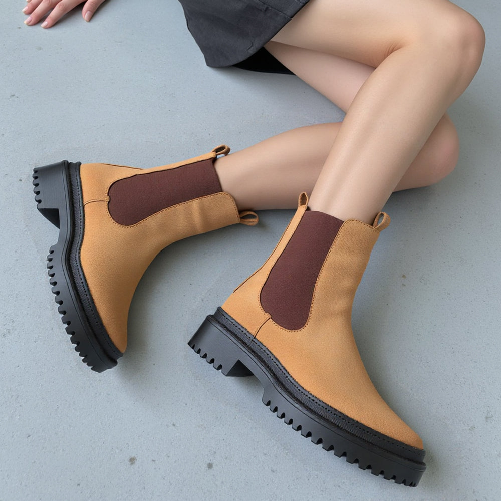 Women Block-Heeled Chelsea Slip-on Boots