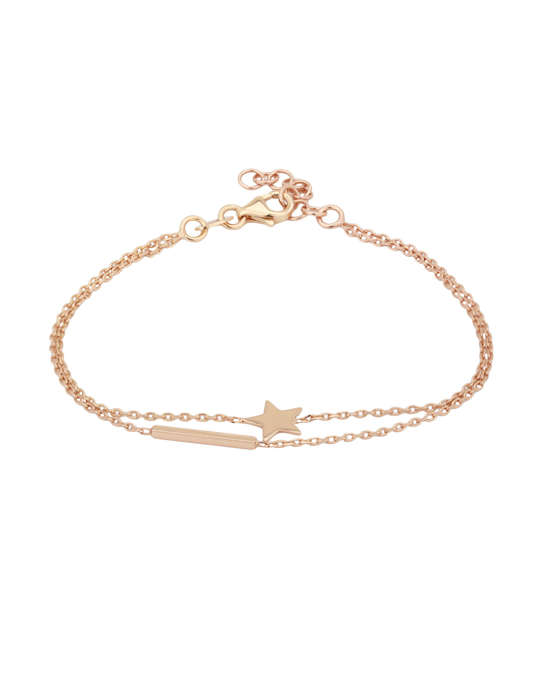 Carlton London Rose Gold Plated With Star Dual Strand Bracelet