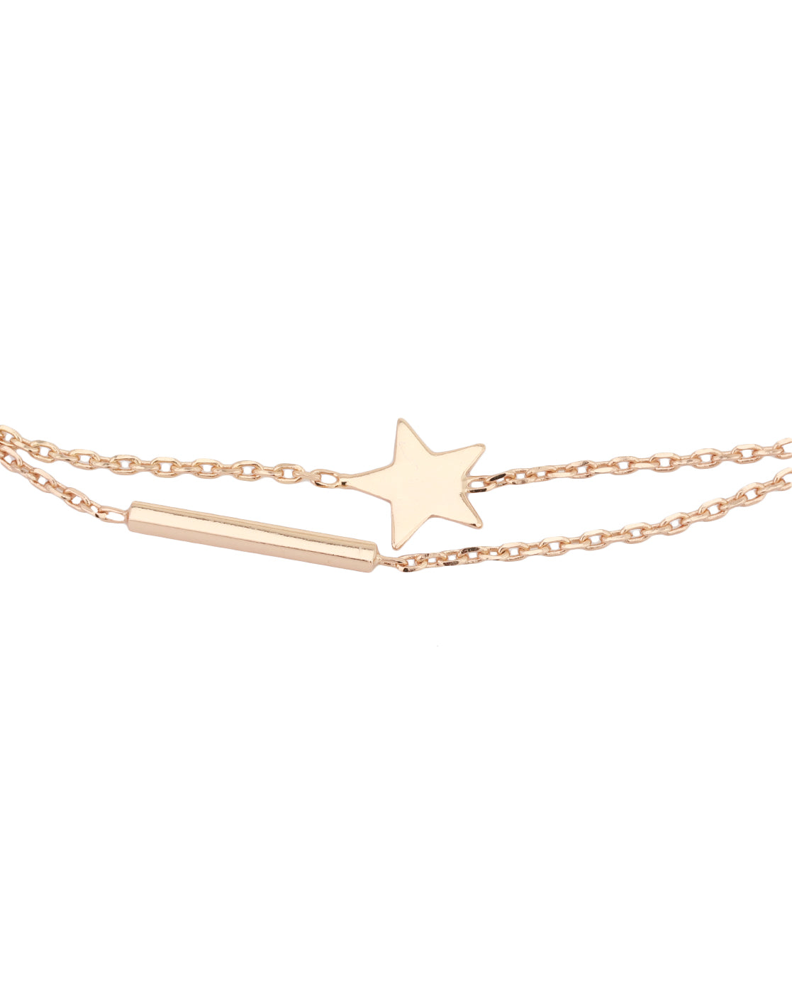 Carlton London Rose Gold Plated With Star Dual Strand Bracelet