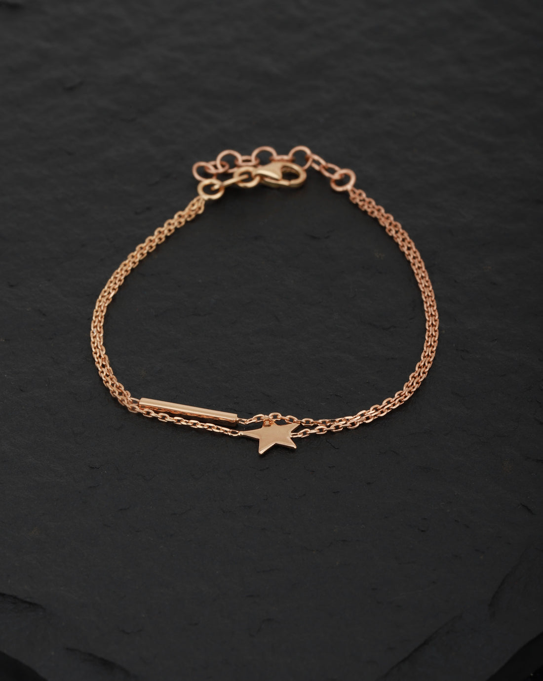 Carlton London Rose Gold Plated With Star Dual Strand Bracelet